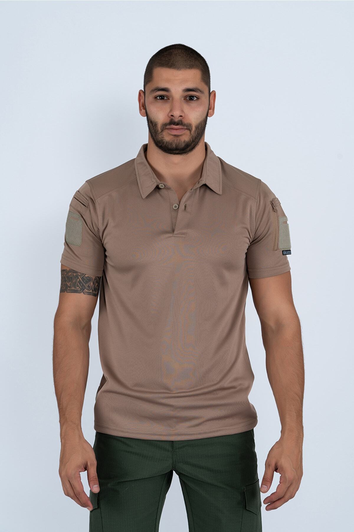پولوشرت  مردانه پلی استر بژ اسپرت راسته Slim/اسلیم فیت    Slim/اسلیم فیت Daily/روزانه | BİKATEX B-00083 TR - تصویر 5