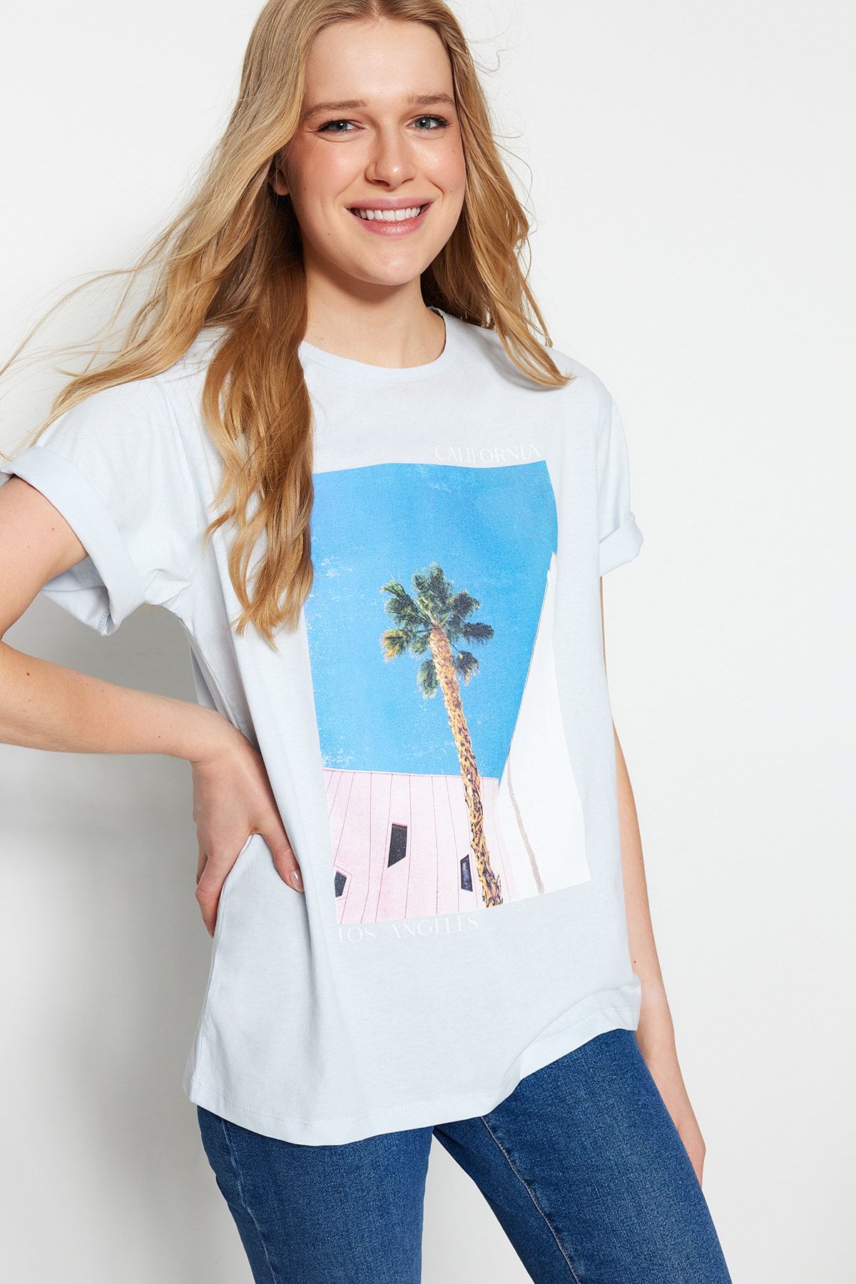Trendyol Collection T-Shirt Blau Boyfriend