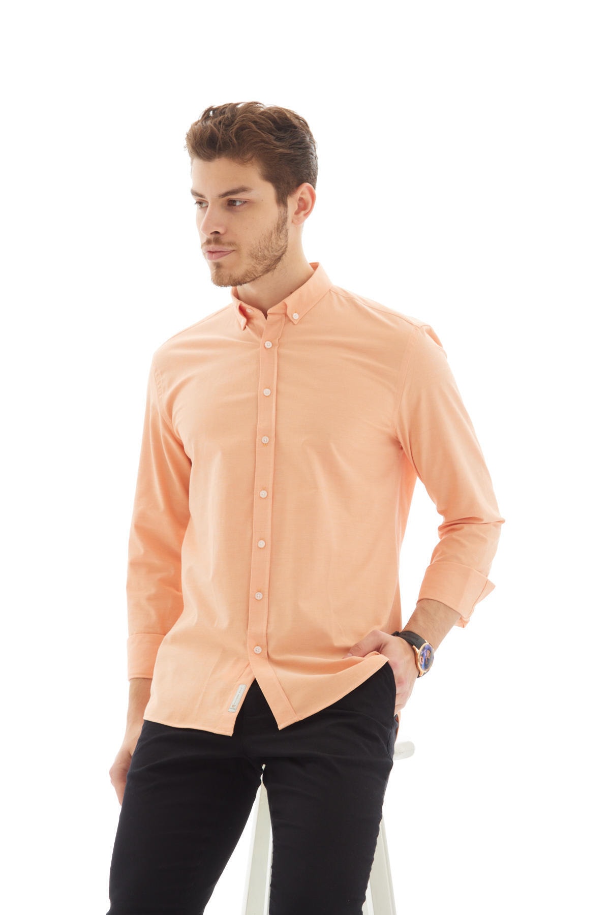پیراهن مردانه نارنجی RAVANELLI | G490 اورجینال - تصویر 6