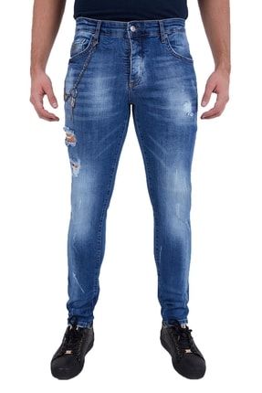 Yırtık Detaylı Zincirli Skinny Jean Kot Pantolon 11-22-022