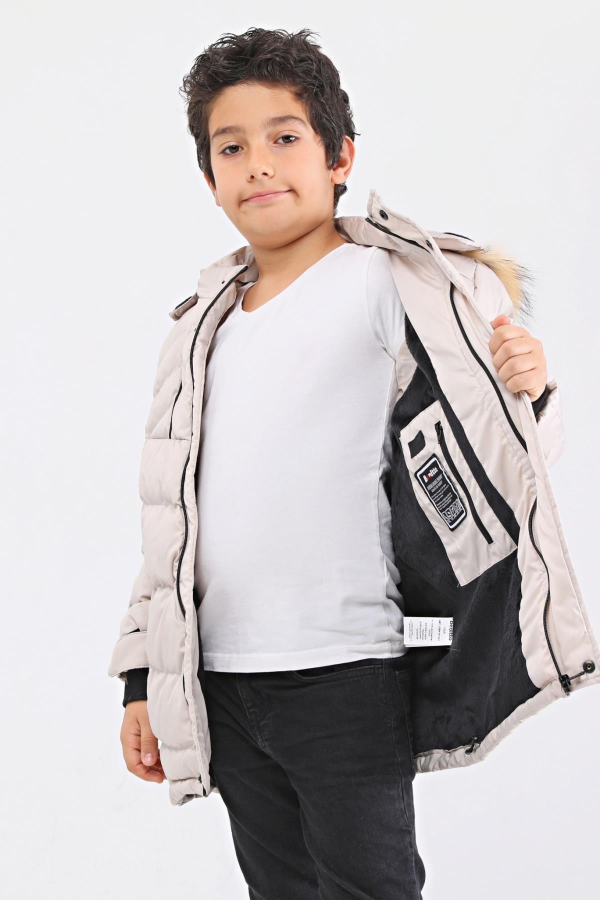 Benittokids Natural Kürklü Erkek Çocuk Kaban 51237t fotoğrafı 5 (önizleme)