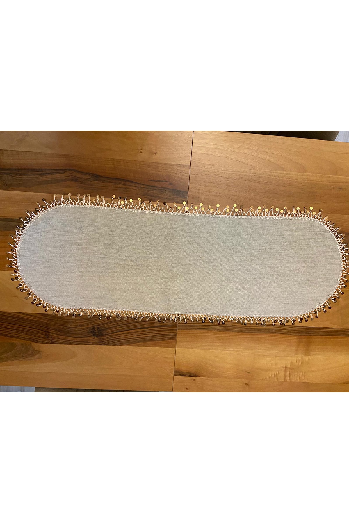 Linen Kumaş Bronz Pullu Masa Örtüsü,sehpa Örtüsü,runner 6