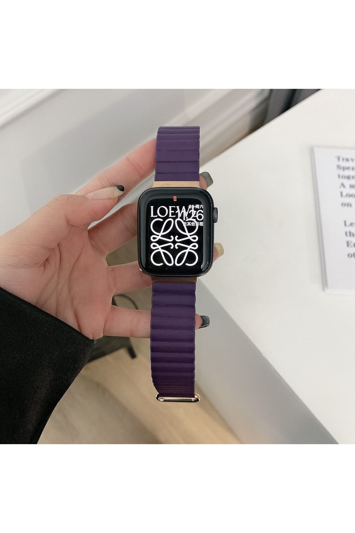 Purple leather best sale apple watch band