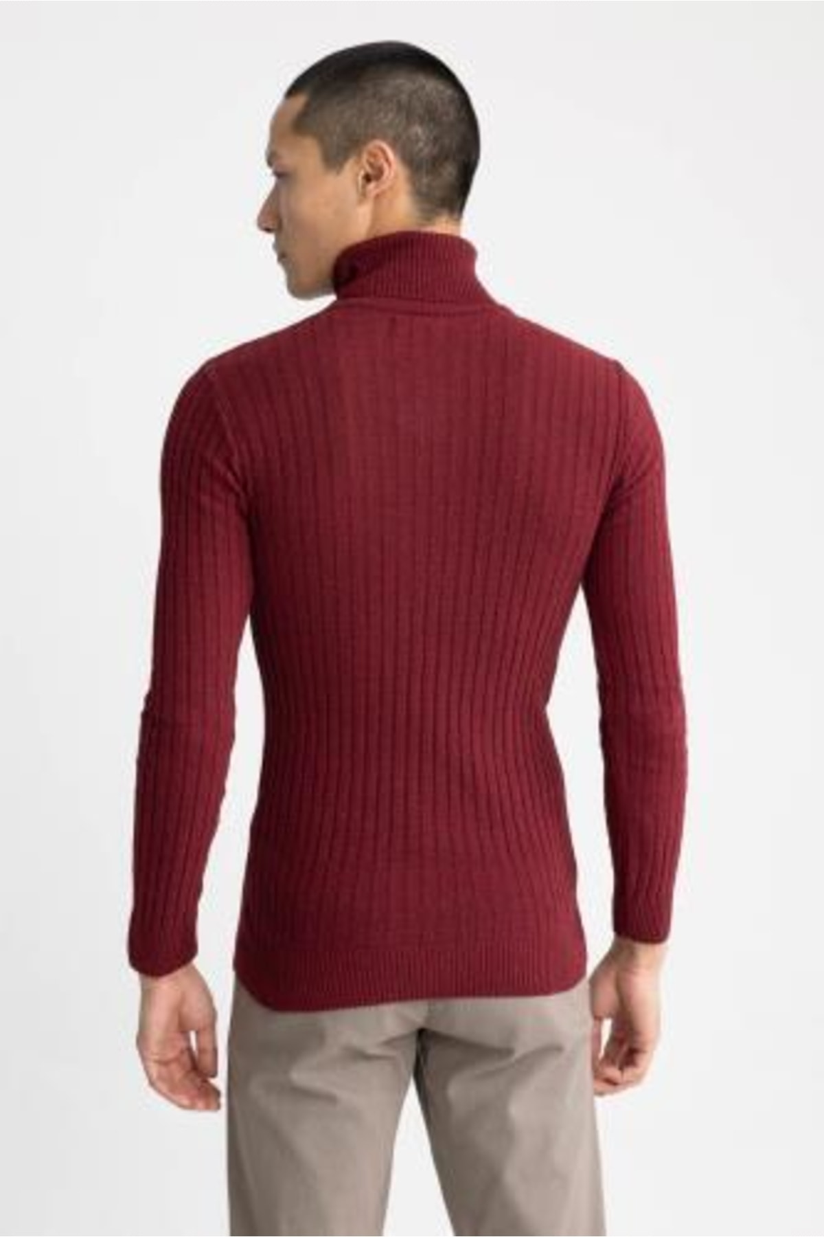 بافت و پلیور مردانه بورگوندی دفکتو | TYC00687511079 اورجینال - تصویر 6