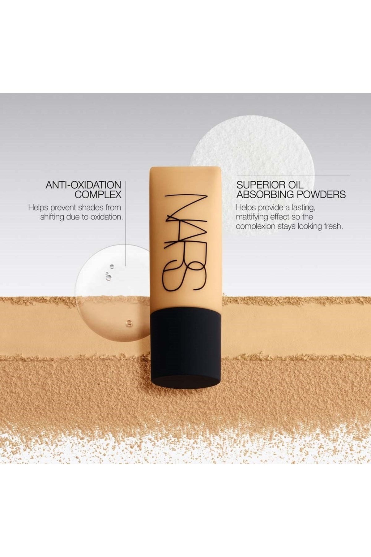 Nars کرم پودر مات و طبیعی ظاهر ابریشمی رنگ DEAUVILLE روشن 45 میل