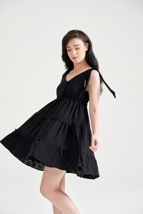 Kadın Astarlı Salaş Elbise Siyah GRMsfl-5149