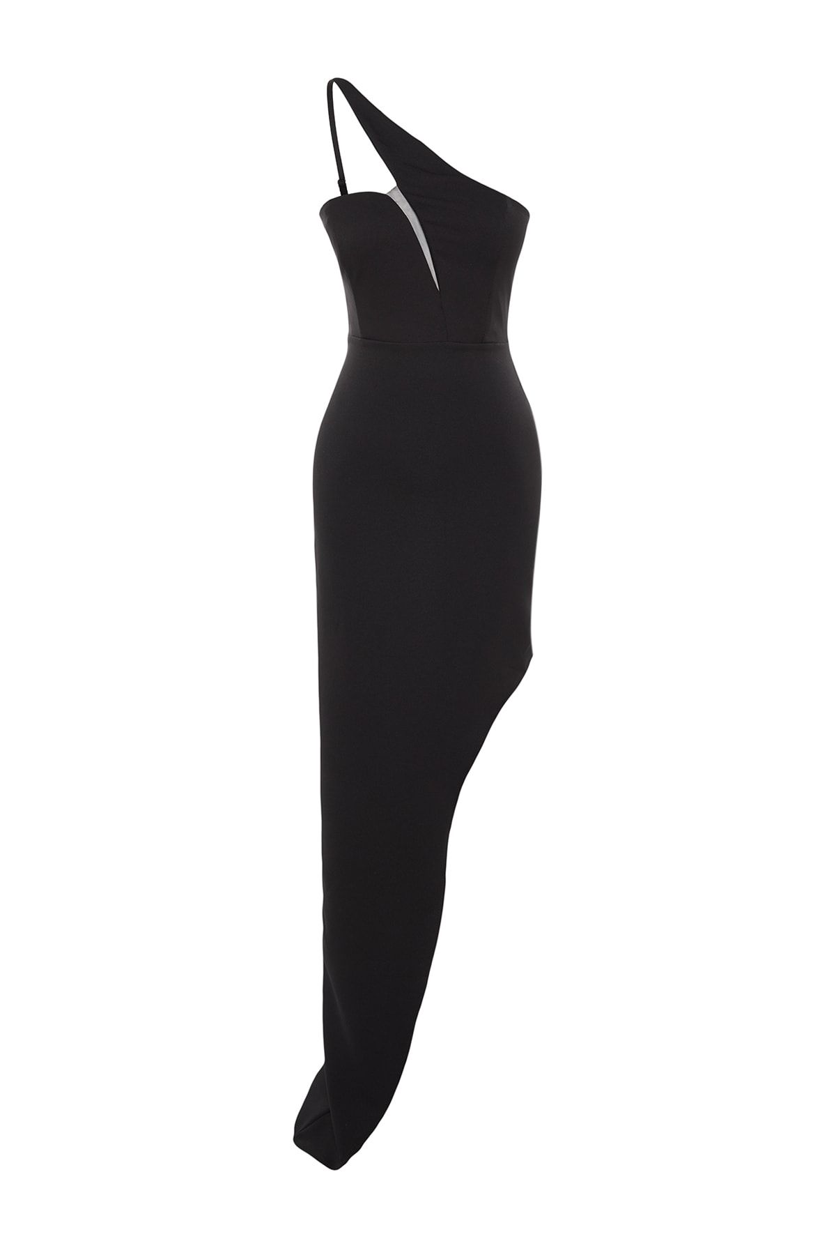 Trendyol Collection-Černé tkané dlouhé elegantní večerní šaty Noční promoce TPRSS23AE00035 6