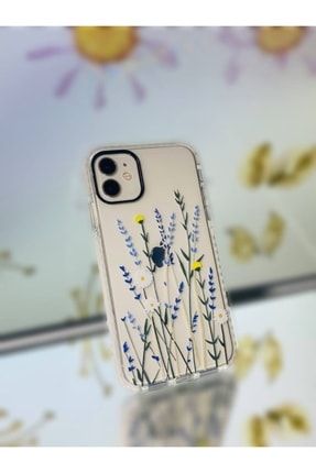 Iphone 11 Uyumlu Kenarları Beyaz Darbe Emici Lavender Desenli Premium Korumalı Şeffaf Kılıf TLFNCYZ7889