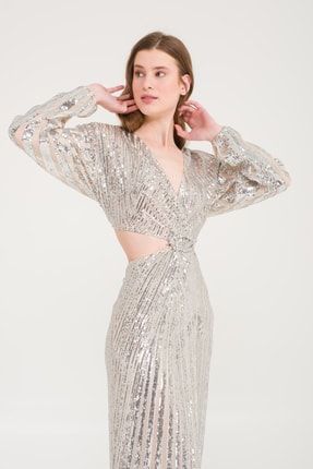 Gümüş Payet Işlemeli Elbise BBPZ012