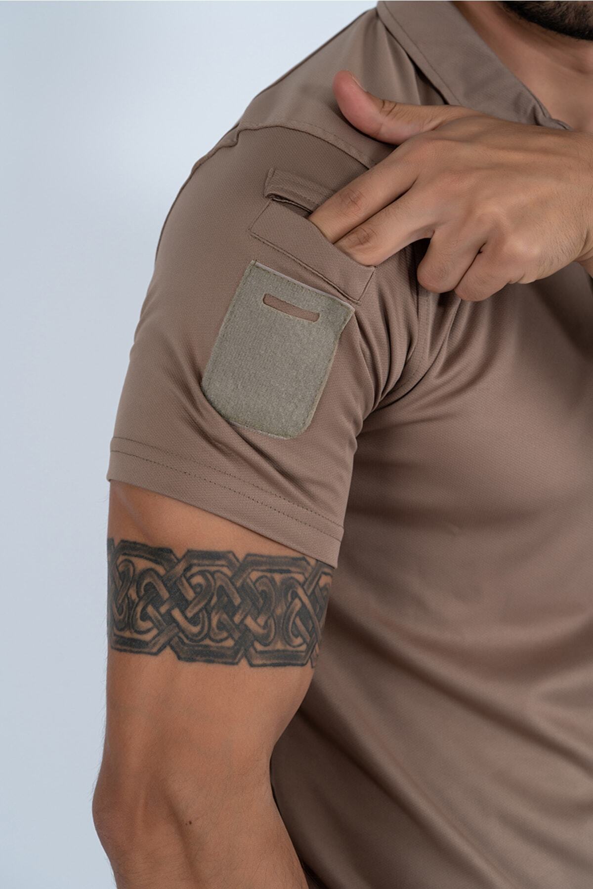 پولوشرت  مردانه پلی استر بژ اسپرت راسته Slim/اسلیم فیت    Slim/اسلیم فیت Daily/روزانه | BİKATEX B-00083 TR - تصویر 4