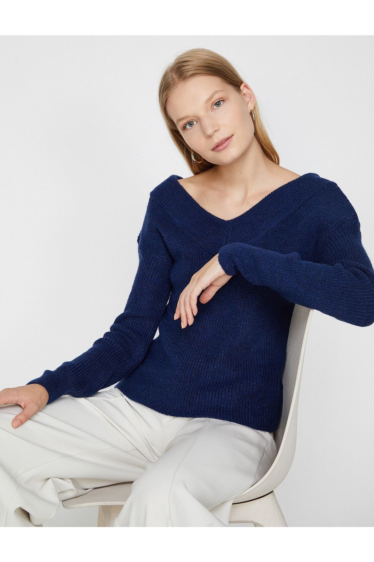 Koton Pullover Dunkelblau Regular Fit Fast ausverkauft