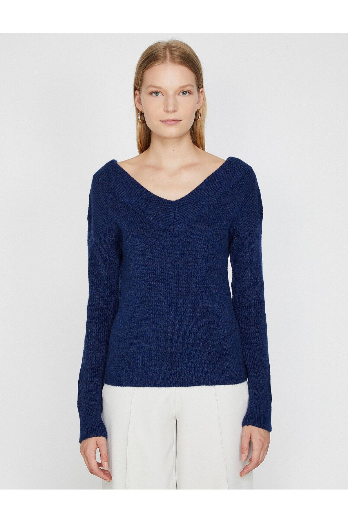 Koton Pullover Dunkelblau Regular Fit Fast ausverkauft
