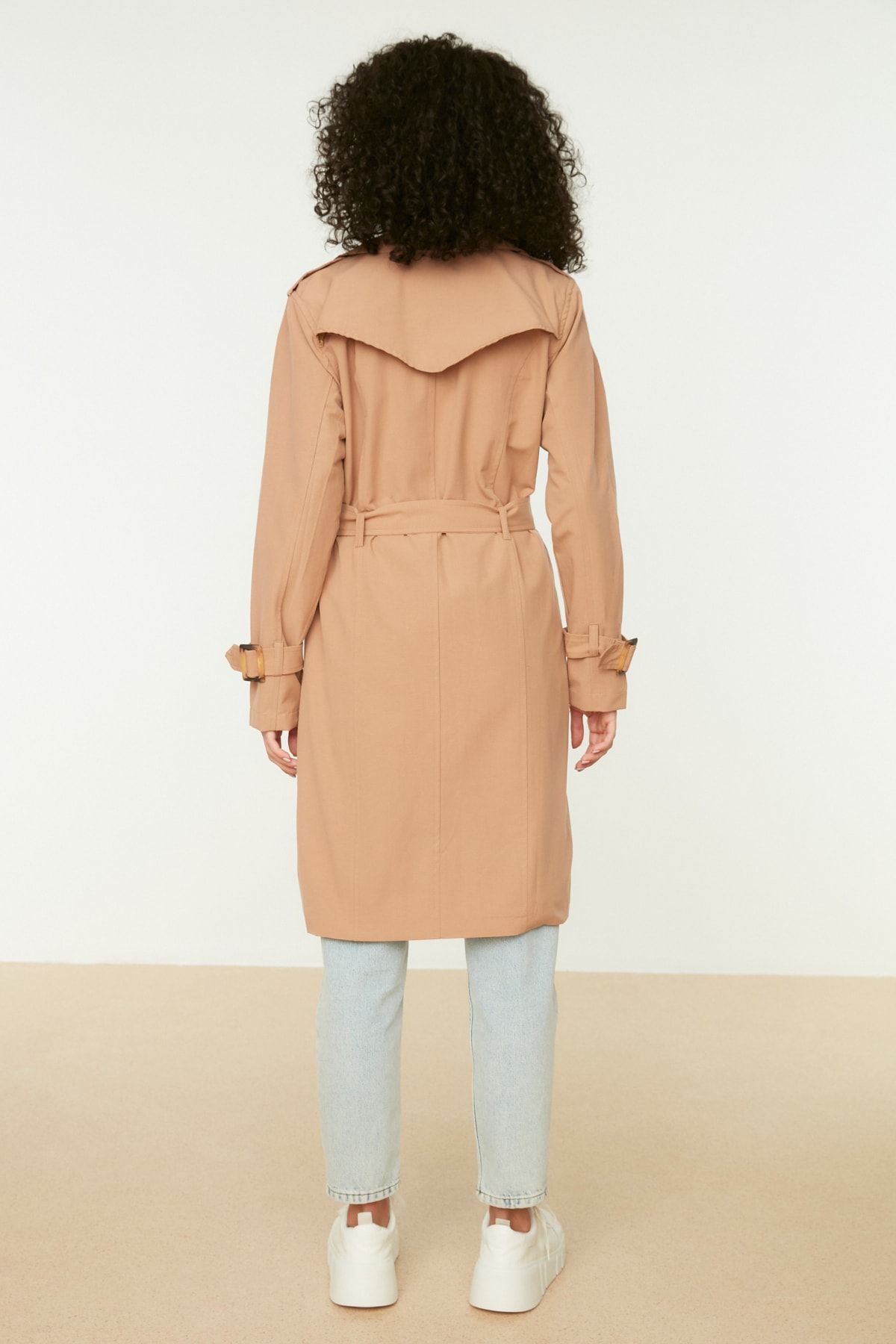Trendyol Collection-Camel Belted Long Trench Coat Twoss21Tr0020 5