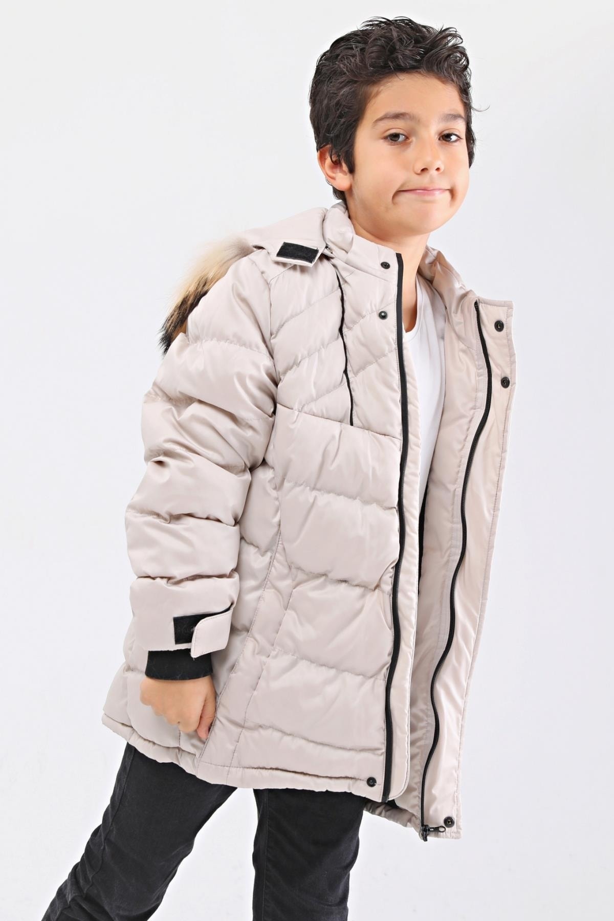 Benittokids Natural Kürklü Erkek Çocuk Kaban 51237t fotoğrafı 4 (önizleme)