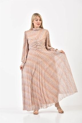 Kadın Ipek Şifon Elbise Vizon GRM30087