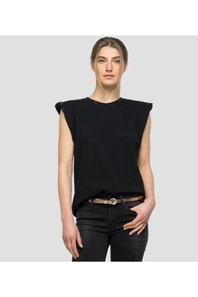 Kadın Siyah Vatkalı T-shirt W3592 .000.22662