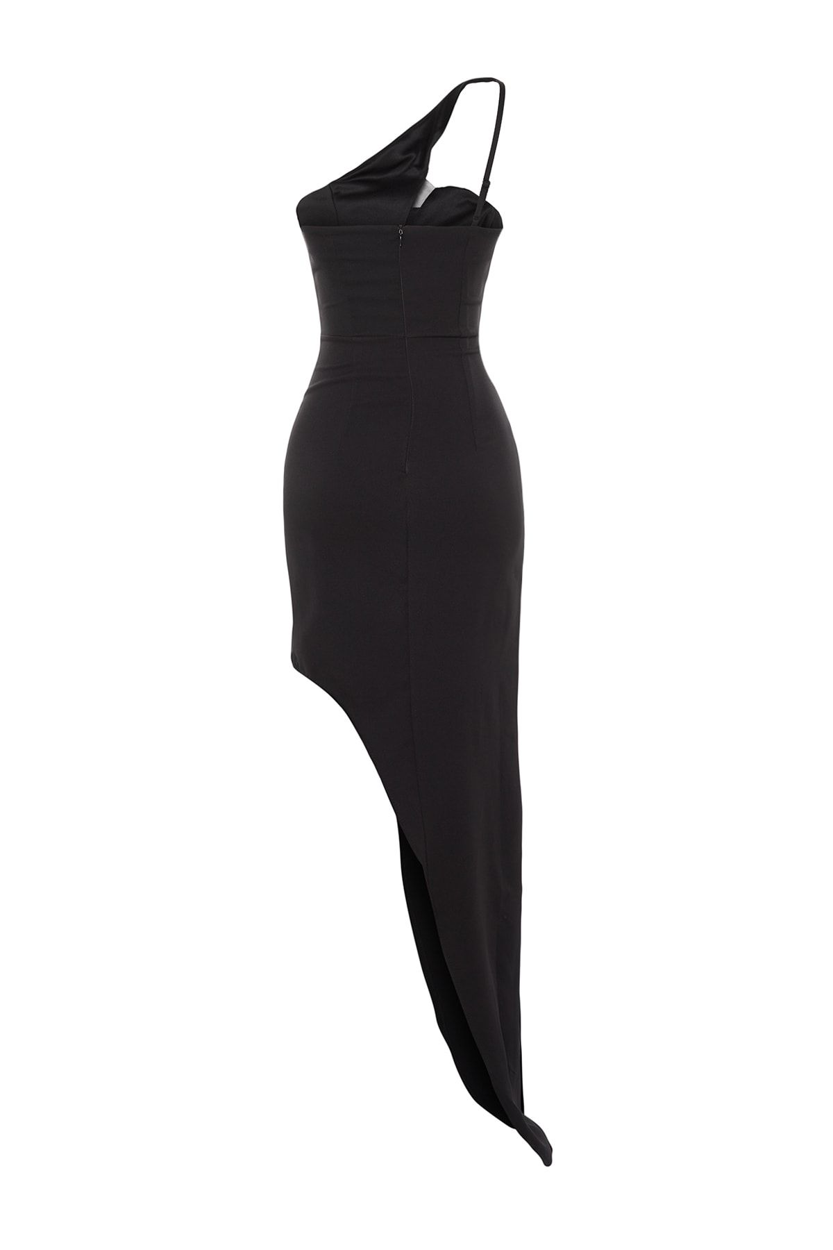 Trendyol Collection-Černé tkané dlouhé elegantní večerní šaty Noční promoce TPRSS23AE00035 8