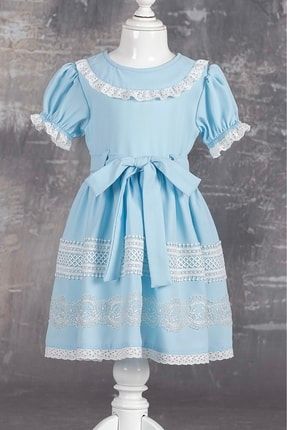 Kısa Kollu Vintage Kız Çocuk Elbisesi TVD2292V