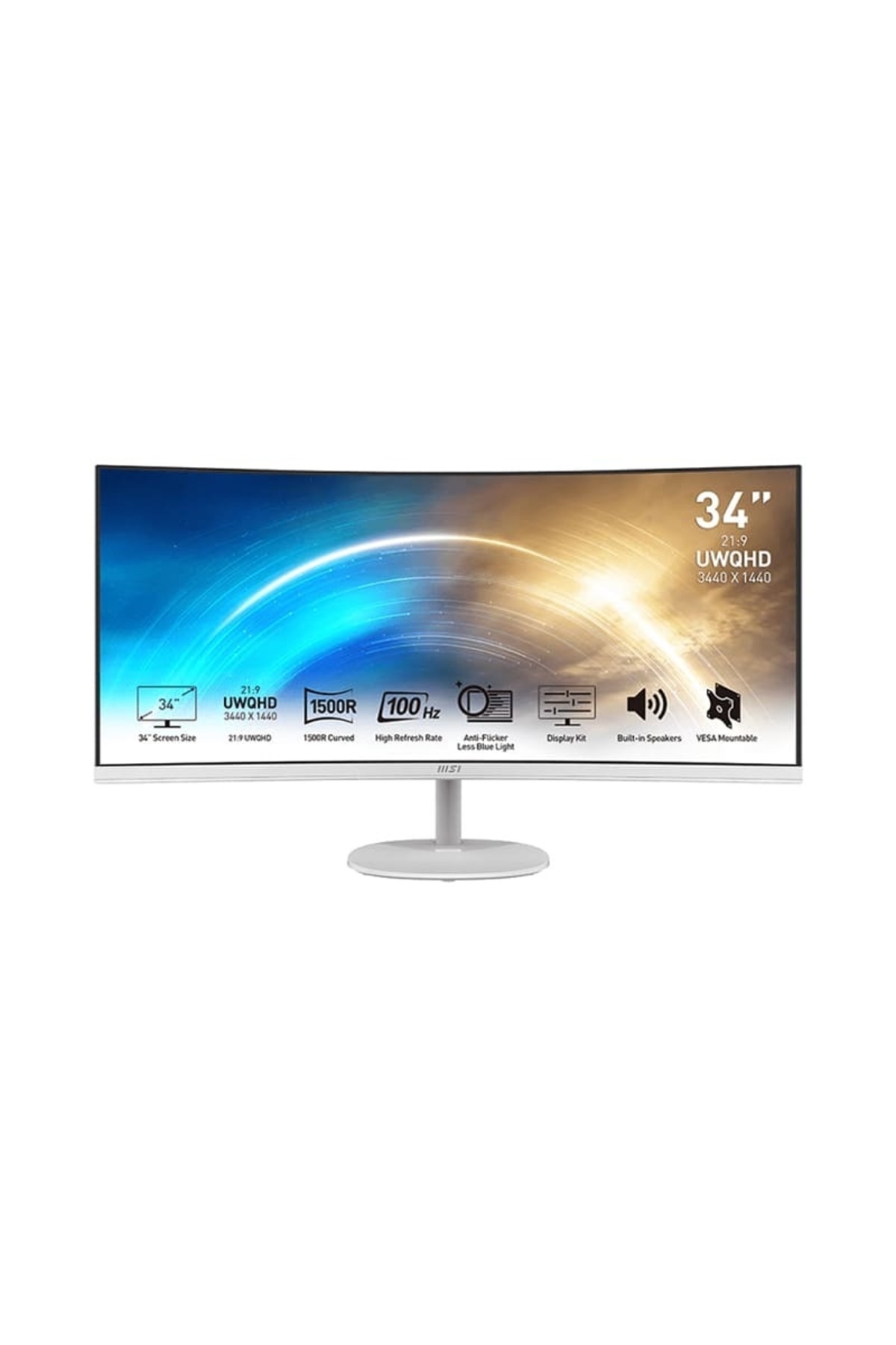 MSI Pro Mp341cqw 34 3440x1440 Qhd 100hz 1ms Hdmı Dp Curved Led Monitör