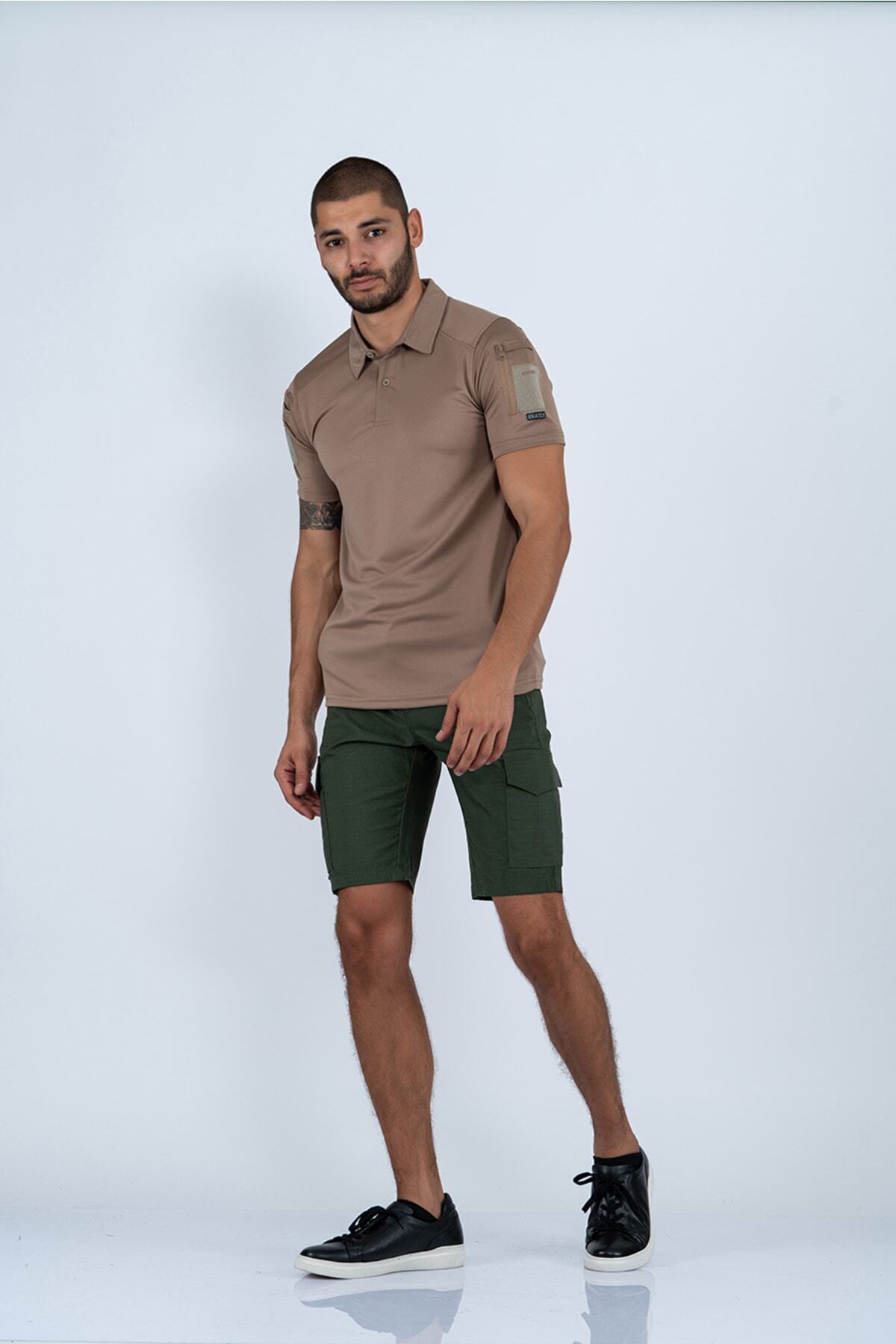 پولوشرت  مردانه پلی استر بژ اسپرت راسته Slim/اسلیم فیت    Slim/اسلیم فیت Daily/روزانه | BİKATEX B-00083 TR - تصویر 3
