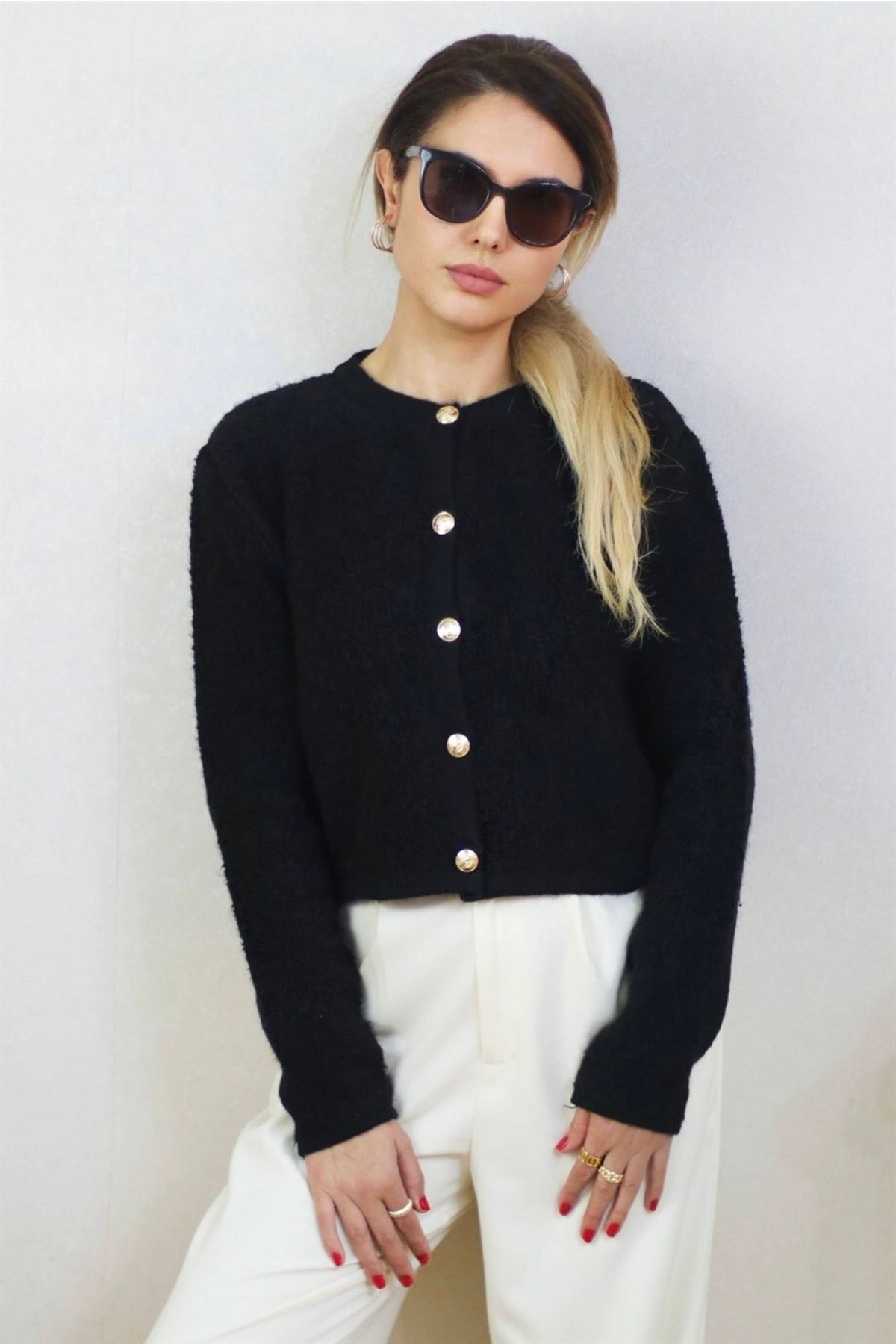 Ritnice Women s Black Boucle Cardigan Trendyol