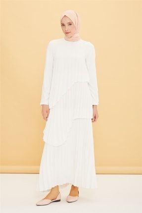 Katlı Pilisoley Elbise 22y9418 Beyaz K22YA9418001-1432