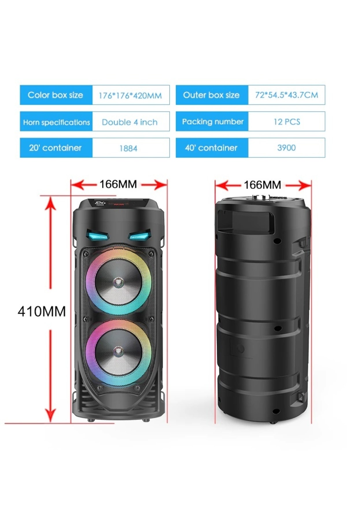 Mikrofonlu Bluetooth Hoparlör Led Işıklı Sd Kart Fm Usb Ve Mikrofon Girişli Speaker 2