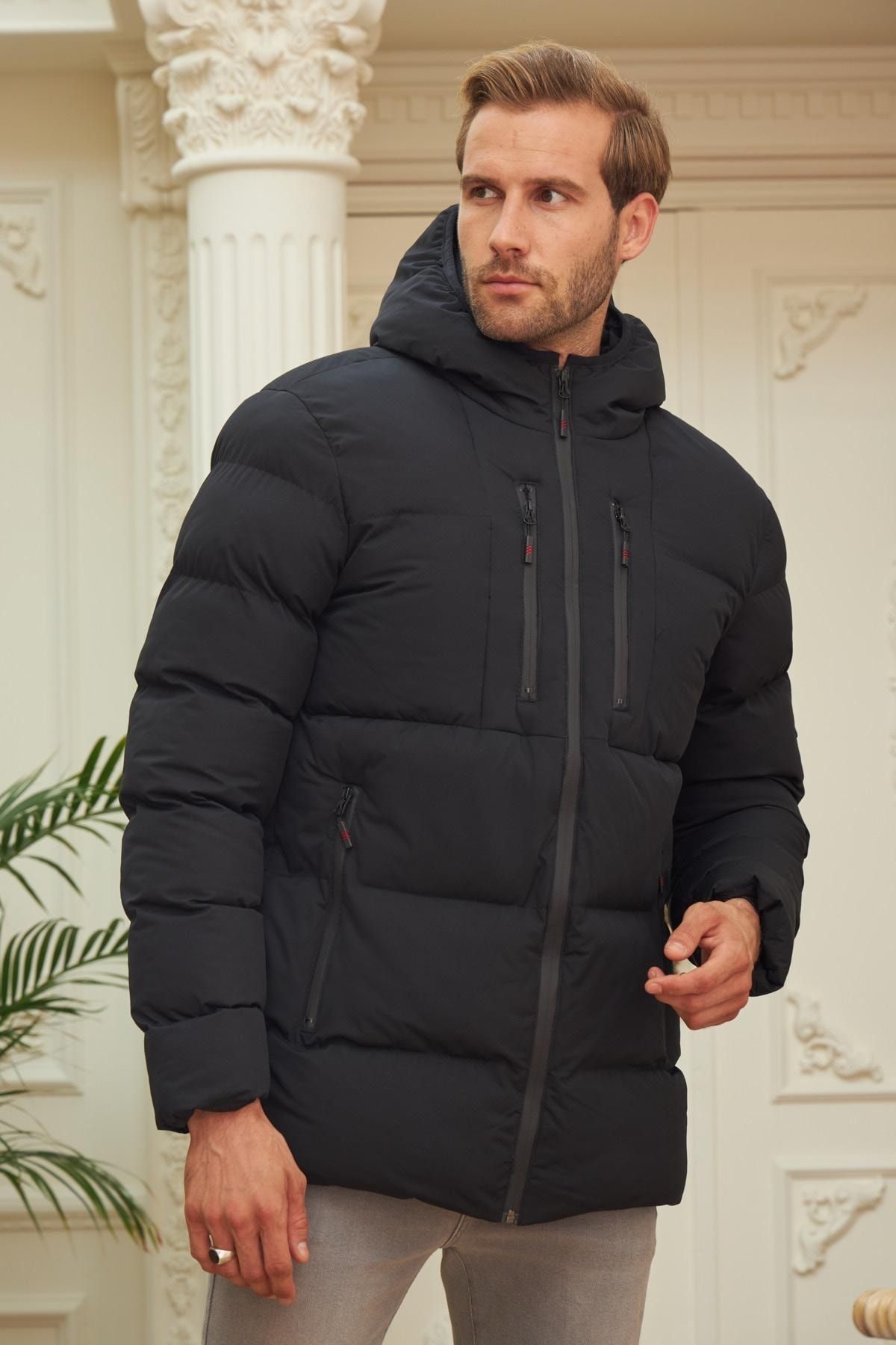 Black puffer jacket outlet waterproof