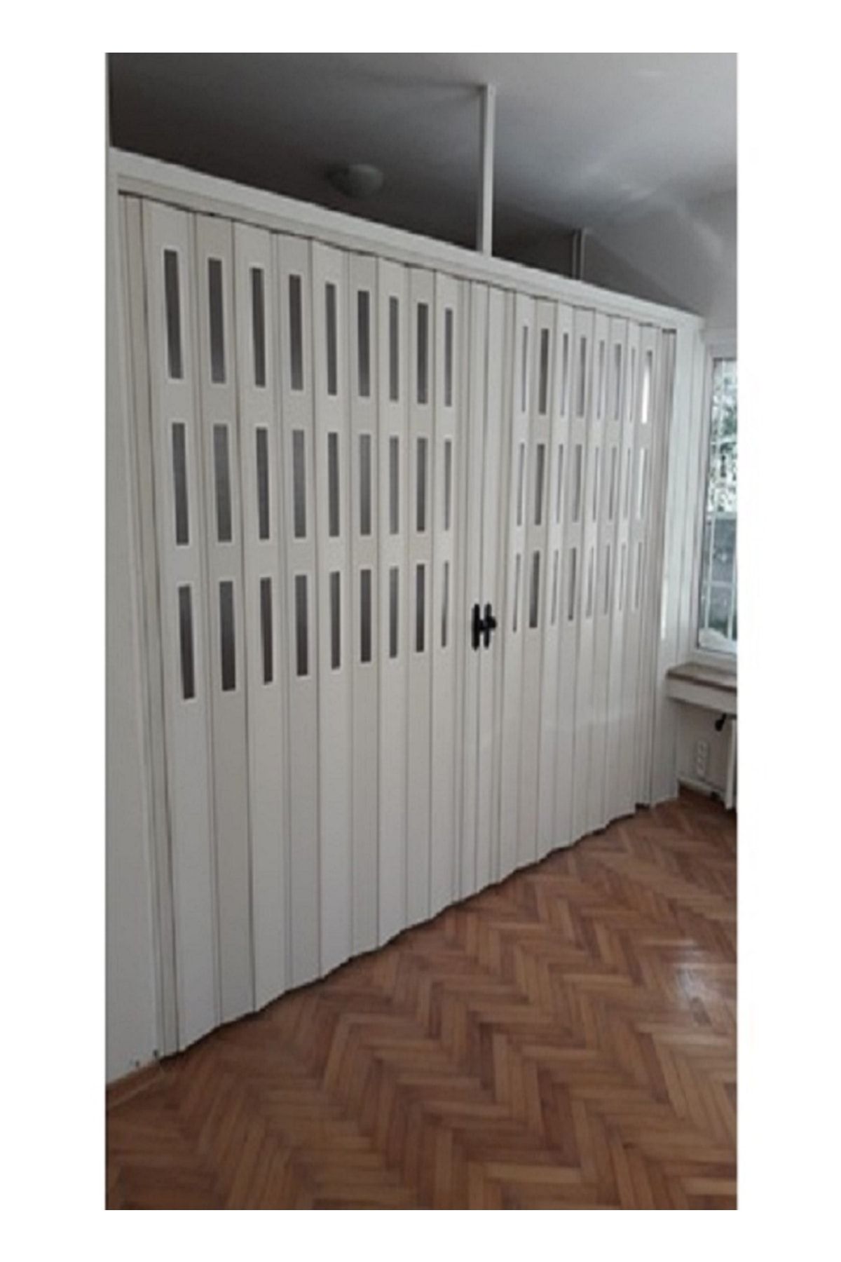 Akordiyon Kapı 320 X 220 Akçaağaç Camlı Çift Açılım - 4