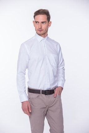 Klasik Uzun Kol Oxford Hediye Kutulu Kolay Ütülenebilir Erkek Gömlek - Beyaz Lacivert FS-001254