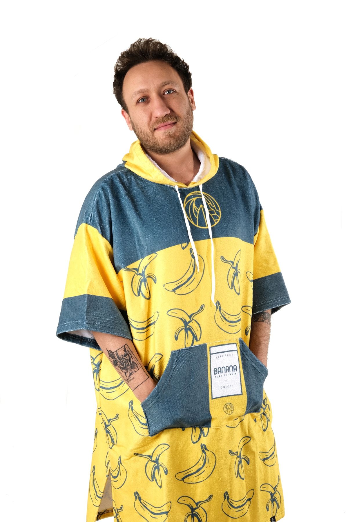 SEAMOUNT Unisex Banana Fruit Tasarım Baskılı Surf Havlu Panço, Bornoz CR9583