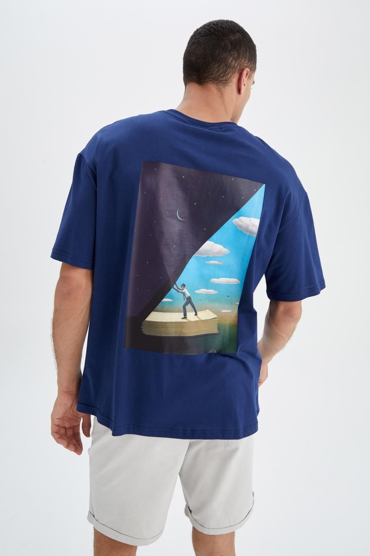 DeFacto T-Shirt Dunkelblau Oversized