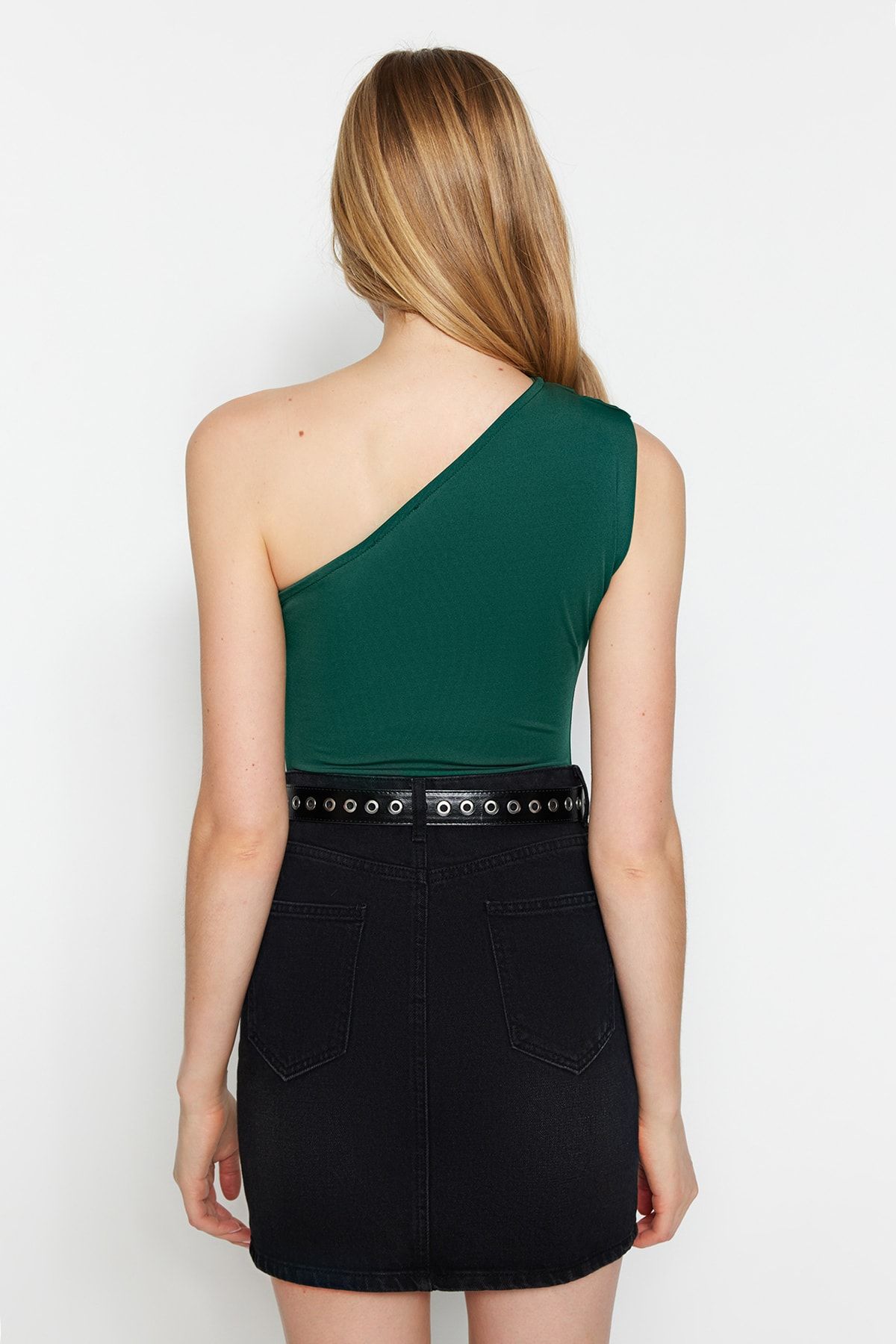 Trendyol Collection-Petrol Asymmetric Collar Stretch Snap Flexible Knitted Body TWOSS22BD00014 6