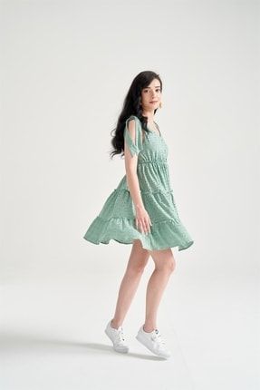 Kadın Astarlı Salaş Elbise Yeşil GRMsfl-5149