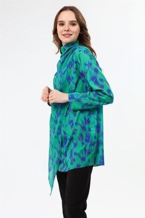Kadın Desenli Tunik Yeşil GRM21-8534