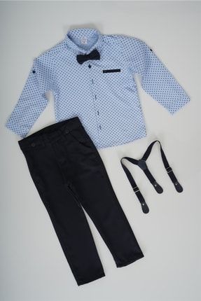 Erkek Çocuk Papyonlu Pantolon Askılı Gömlekli Takım MNKKDS-2042