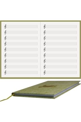 Müzik Nota Defteri (sol Anahtarlı, Çift Kesik Çizgili) - El Yapımı, El Dikişi, (iplik Dikiş) A/5 DR-N76