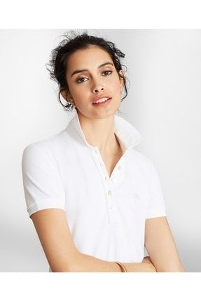 Kadın Beyaz Supima Polo Yaka Pike T-shirt 1-00149300