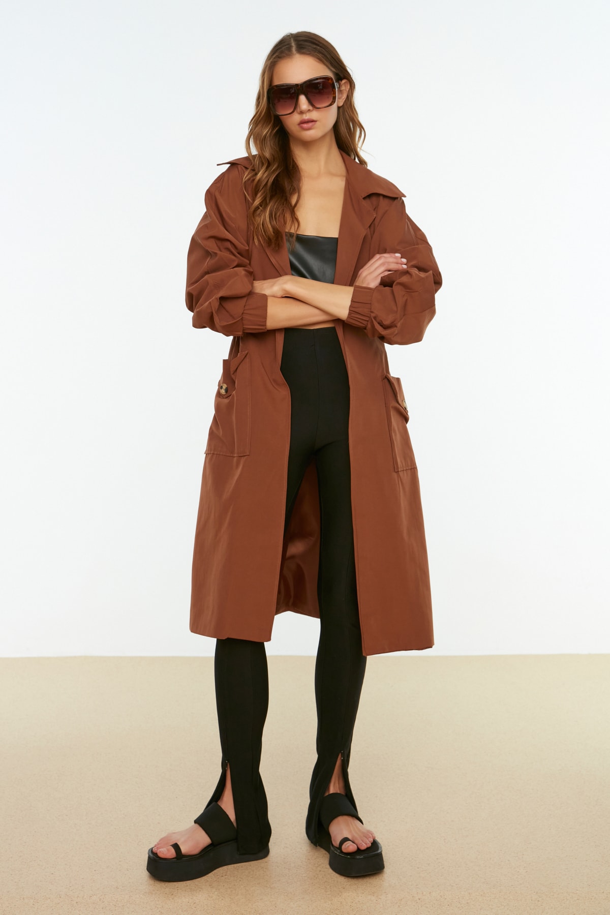 Trendyol Collection Trench Coat - Brown - Basic