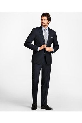 Erkek Lacivert Regent Kesim Çizgili Takım Elbise 1-00098659
