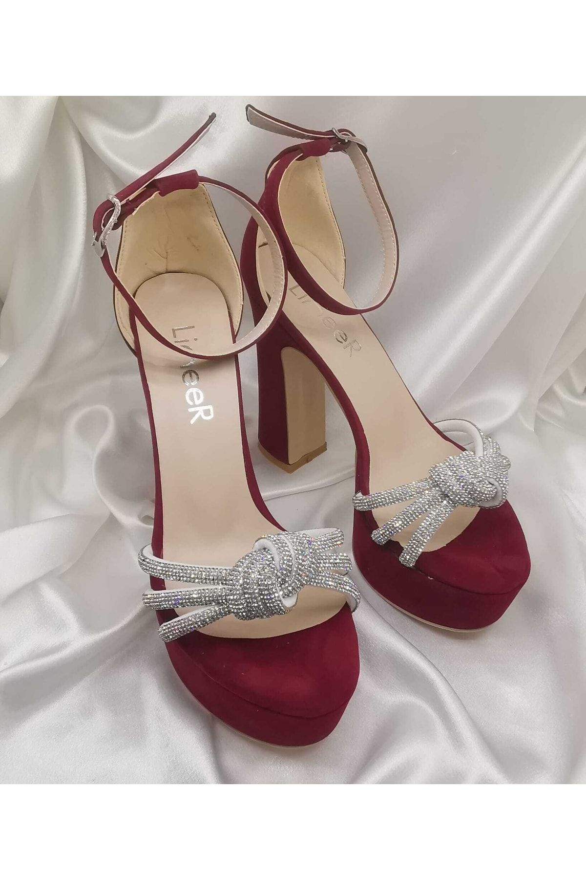 L NEER Evening Shoes Burgundy Platform Heels Trendyol