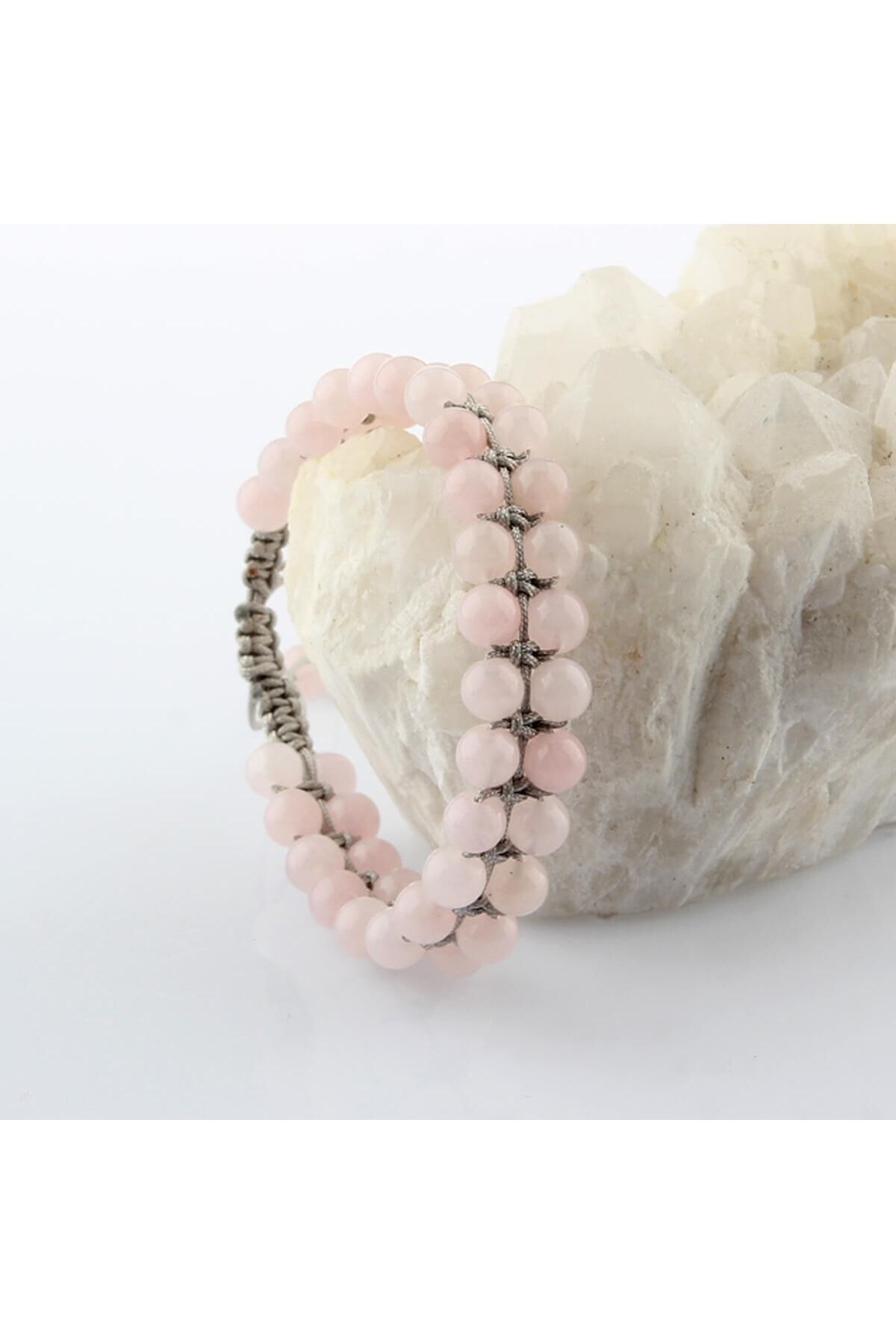 OSMANLI DEĞERLİ TAŞ Sertifikalı Pembe Kuvars Doğal Taşı Bileklik - 6 Mm B649