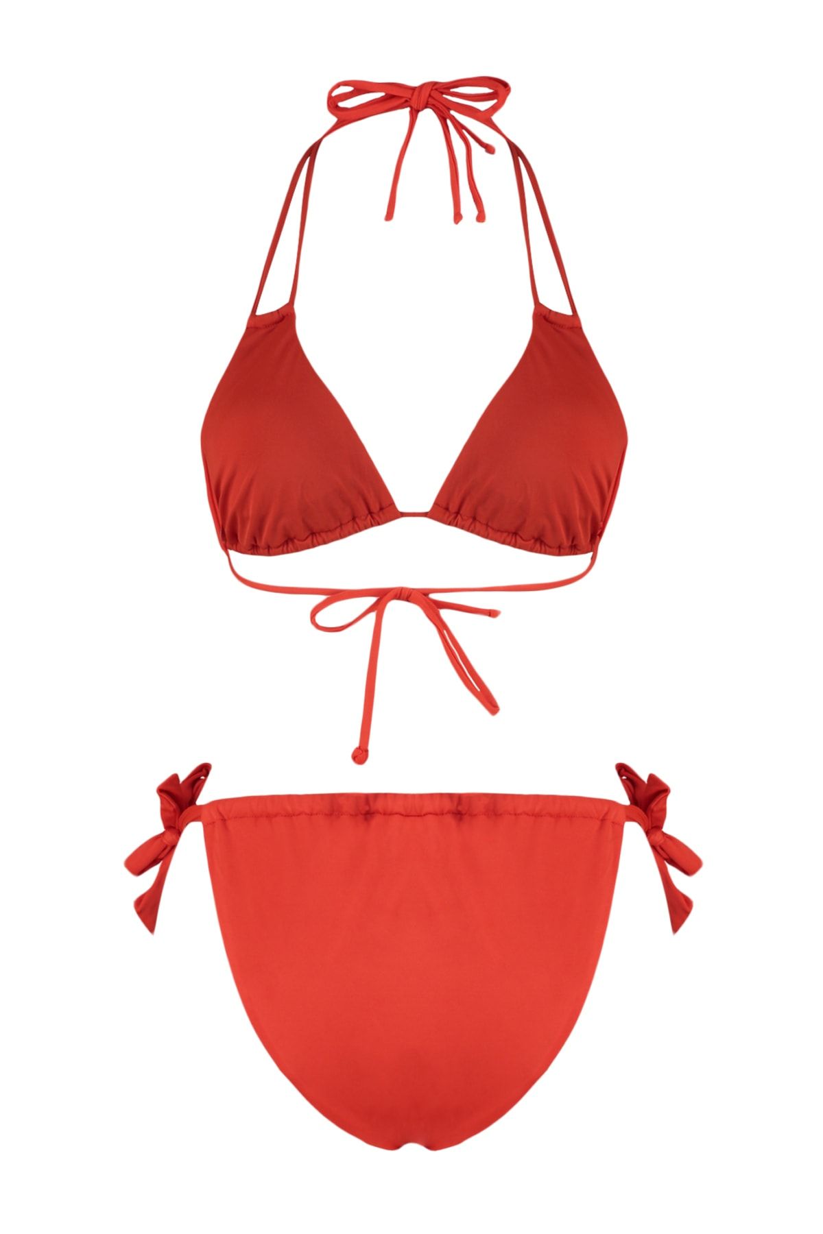 Trendyol Collection-Red Triangle Tunnel High Leg Bikini Set TBESS22BT0037 8
