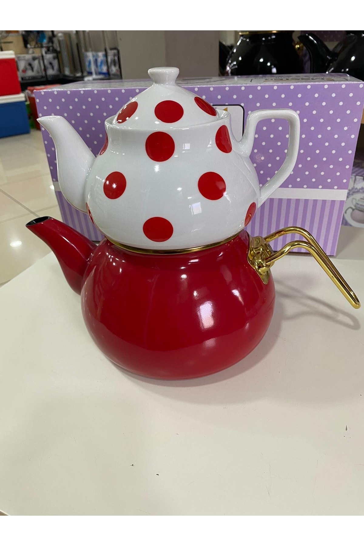 MTR Master Emaye&porselen Çaydanlık,renkli Desenli Çaydanlık Seti 564270