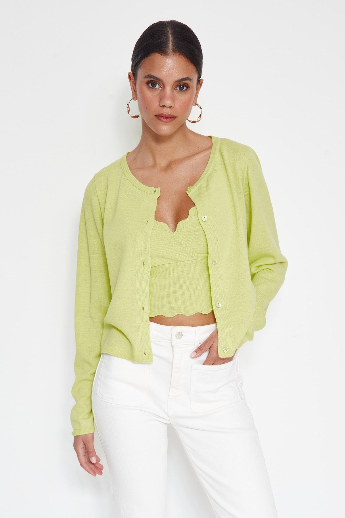 Trendyol Collection Cardigan Green Regular fit Trendyol