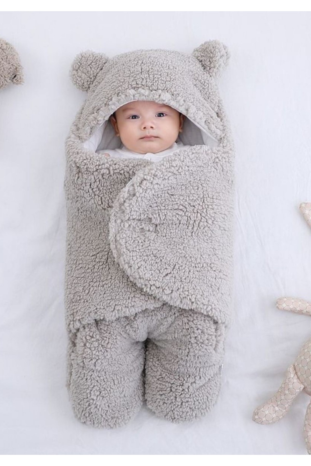 0-12 Months Baby Outer Swaddle Welsoft Blanket Footed Model Milk Coffee