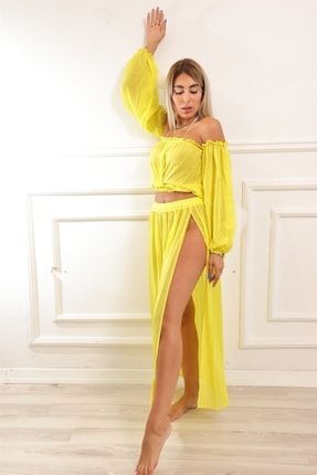 Tullina Elbise - Sarı DRS0245