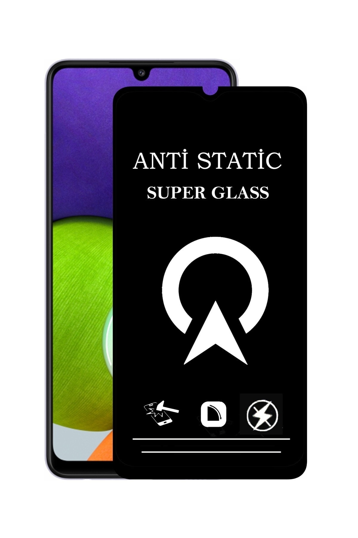Samsung Galaxy A22 Tam Kaplayan Anti Statik Çizilmez Safir Ekran Koruyucu Cam