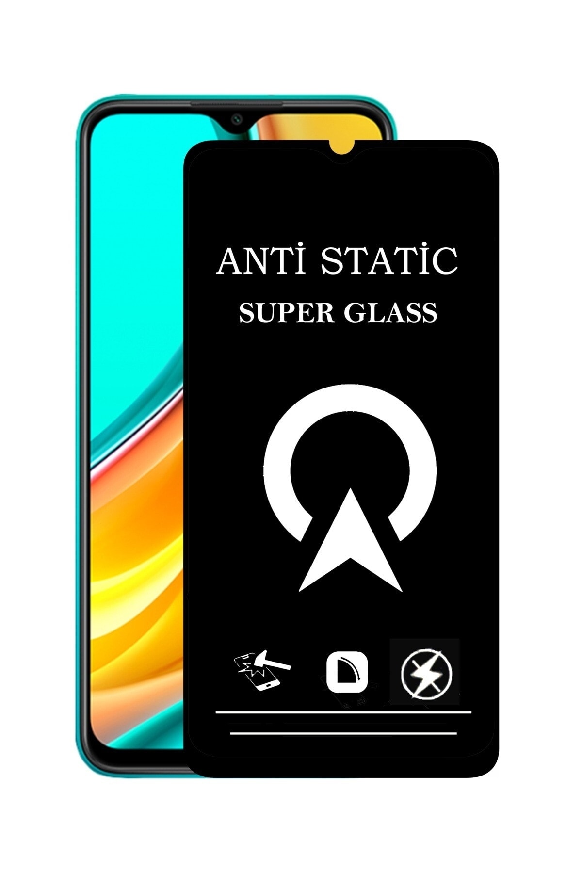 Xiaomi Redmi 9 Tam Kaplayan Anti Statik Çizilmez Safir Ekran Koruyucu Cam