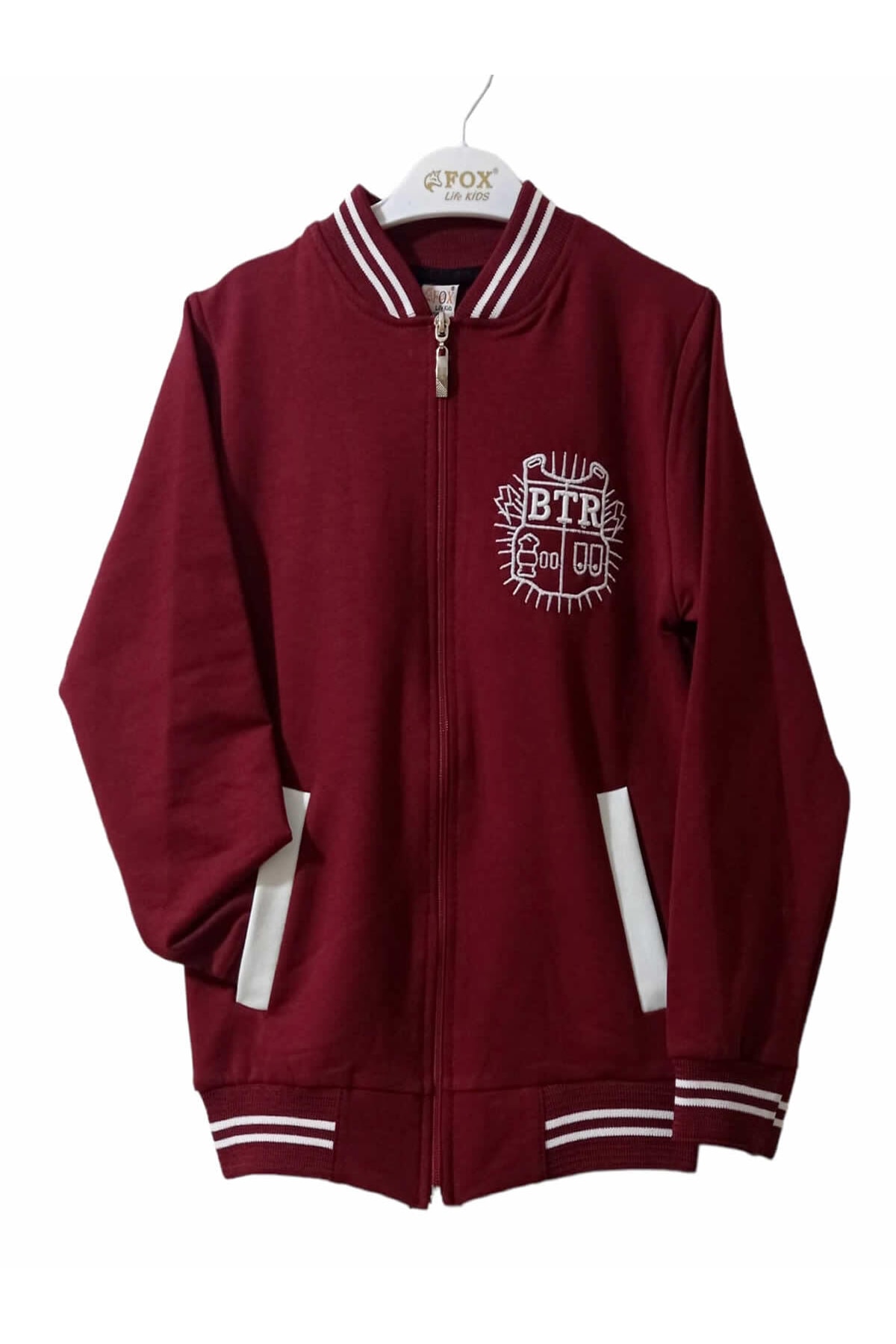 سویشرت پسرانه بورگوندی Fox Life Kids | fermuarlıpenyesweatshirt اورجینال - تصویر 5